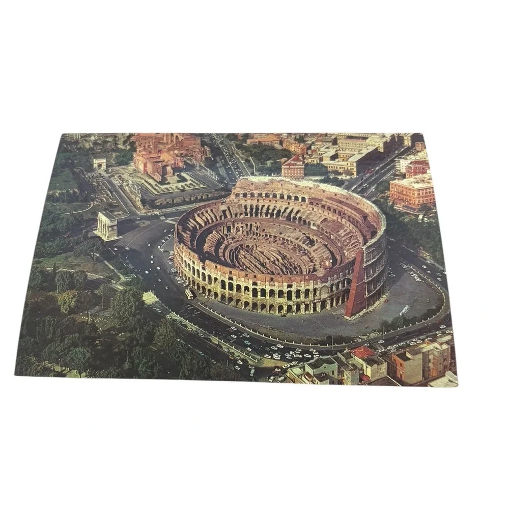 Vintage Postcard Colosseum Rome Italy Aerial View Tourist Souvenir
